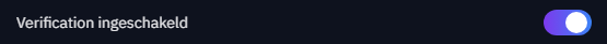 Verification ingeschakeld toggle